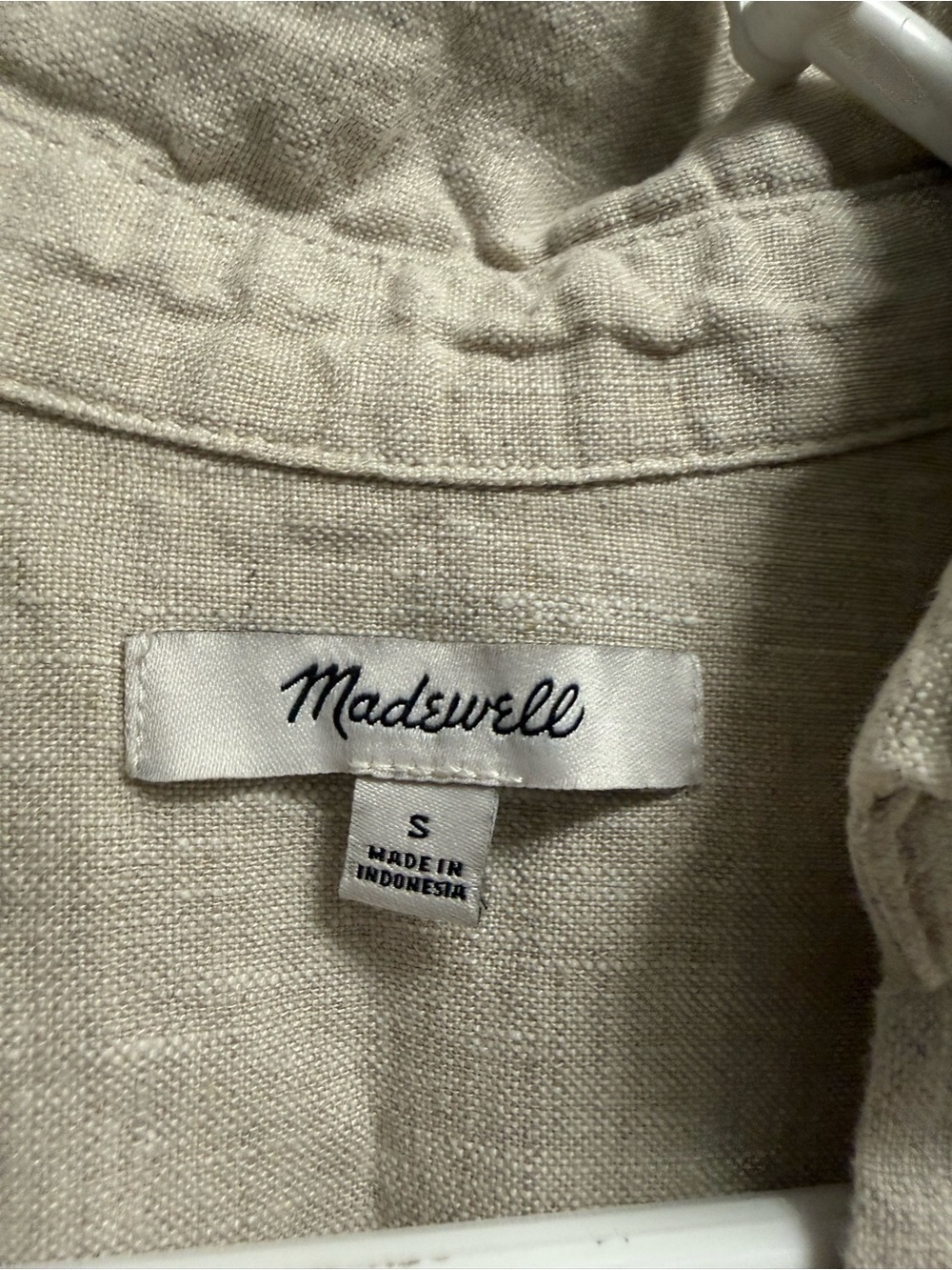 Madewell 100% Linen dress size S V-Neck Mini Dress in Light Beige - Picture 3 of 11